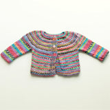 Size 00 Baby Girls Hand Knitted Baby Cardigan - Lollipop