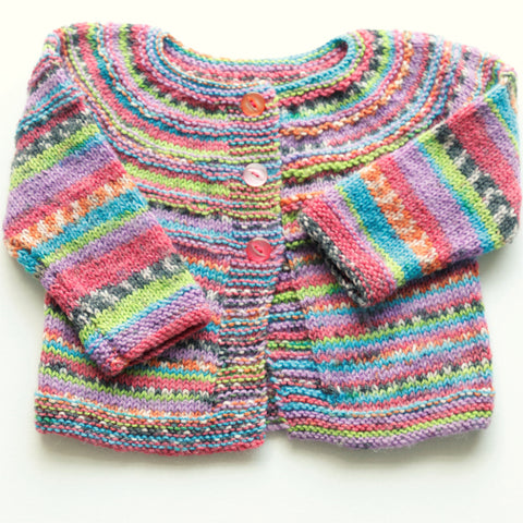 Size 00 Baby Girls Hand Knitted Baby Cardigan - Lollipop